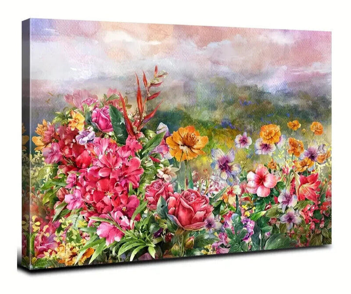 Beautiful Flowers In The Field Canvas Print Framed 11.8" x 15.7" Wall Art Home & Garden:Home Décor:Posters & Prints Creative Canvas Shop   