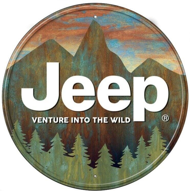 Jeep Venture Into The Wild Licensed Metal 12" Circular Sign Home & Garden:Home Décor:Plaques & Signs Unbranded   