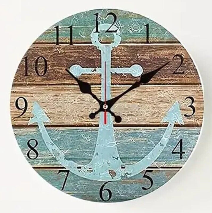 4.8 Inch Round Rustic Anchor Silent Easy to Read Desk Clock NEW! Home & Garden:Home Décor:Clocks:Wall Clocks Cozy Home Treasures   