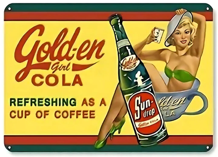 Sun-drop Golden Girl Cola Vintage Novelty Metal Sign 12" x 8" Wall Art Home & Garden:Home Décor:Plaques & Signs Cozy Home Treasures   