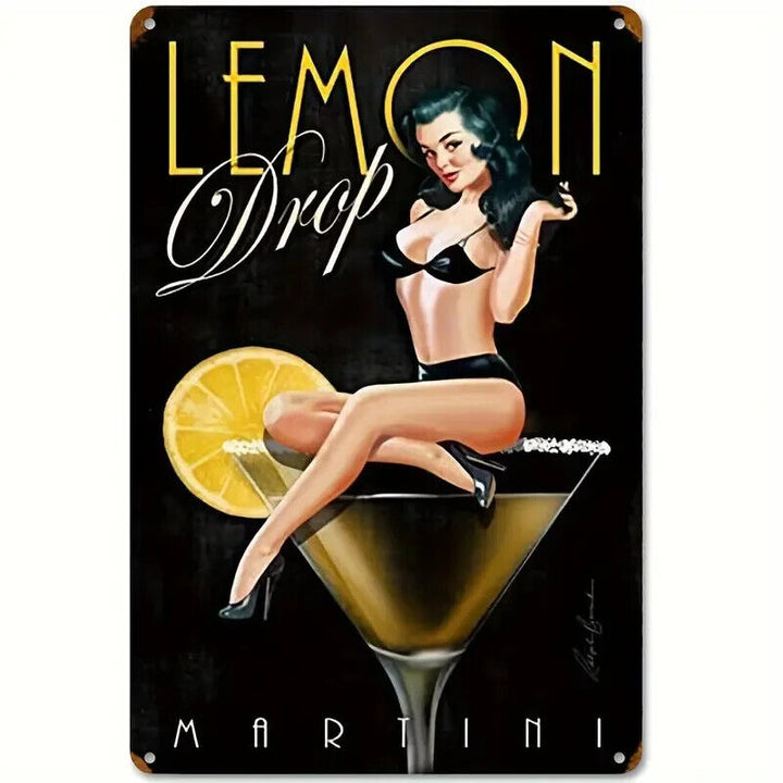 Lemon Drop Martini Vintage Novelty 8" x 12" Metal Sign Home & Garden:Home Décor:Plaques & Signs Cozy Home Treasures   