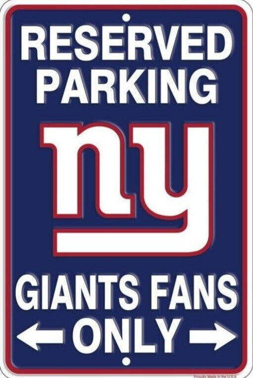 Reserved Parking Giants Fans Only Embossed Metal Licensed Sign 8" x 12" Home & Garden:Home Décor:Plaques & Signs Signs4Fun   