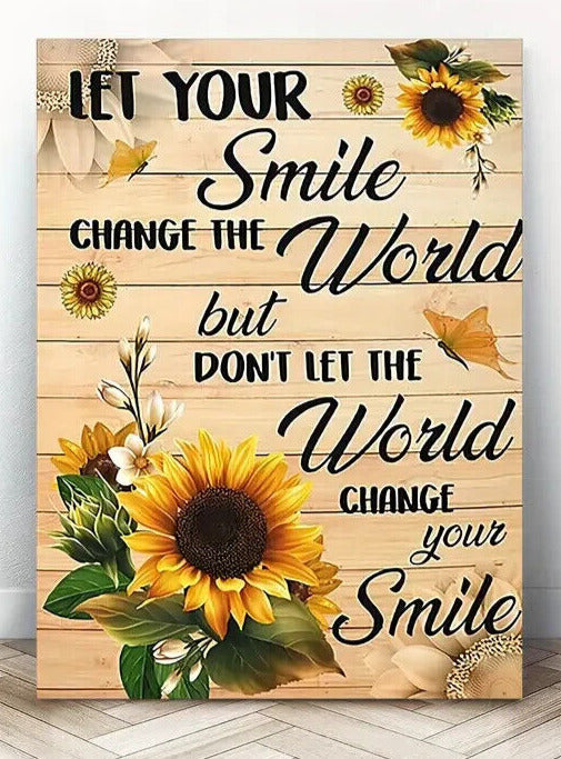 Let Your Smile Change The World Canvas Print Framed 11.8" x 15.7" Wall Art NEW! Home & Garden:Home Décor:Posters & Prints Creative Canvas Shop   