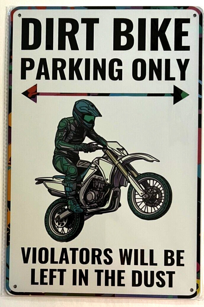 Dirt Bike Parking Only 8" x 12" Vintage Novelty Metal Sign Home & Garden:Home Décor:Plaques & Signs Cozy Home Treasures   