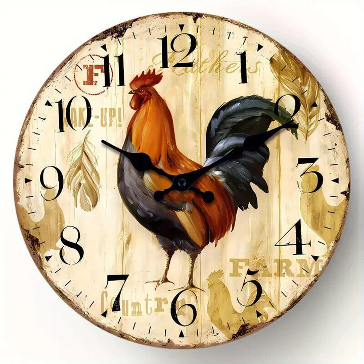 12 Inch Rustic Rooster Silent Easy to Read Wall Clock NEW! Home & Garden:Home Décor:Clocks:Wall Clocks Cozy Home Treasures   