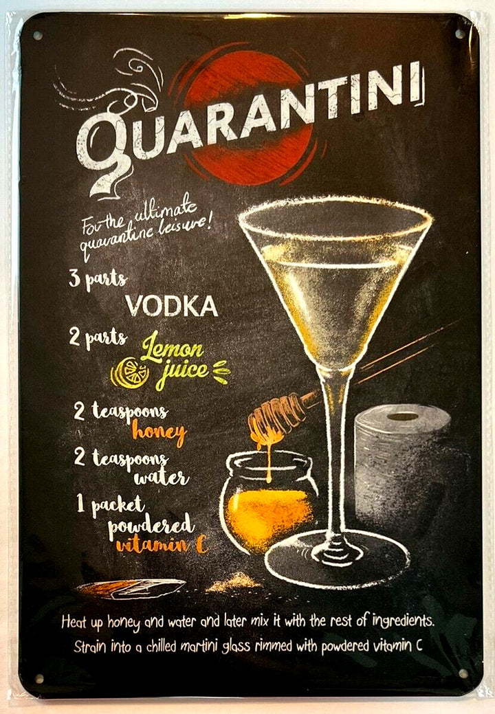 Quarantini Cocktail and Drink Mix Recipe Collection 12" x 8" Wall Art Home & Garden:Home Décor:Plaques & Signs Cozy Home Treasures   