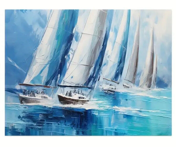 Scenic Sailboats In The Ocean Vibrant Canvas Print Framed 12" x 16" NEW! Home & Garden:Home Décor:Posters & Prints Cozy Home Treasures   