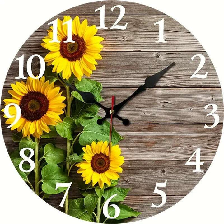 12 Inch Round Country Sunflowers Home Wall Decoration Clock NEW!  Cozy Home Treasures   