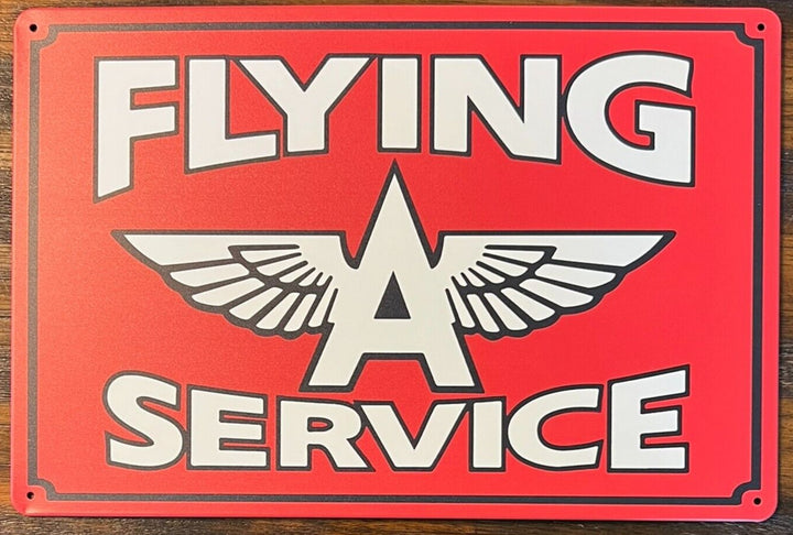 Flying A Gasoline Service Novelty Metal Sign 12" x 8" Wall Art  Cozy Home Treasures   