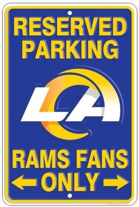 Reserved Parking Rams Fans Only Embossed Metal Licensed Parking Sign 8" x 12" Home & Garden:Home Décor:Plaques & Signs Signs4Fun   