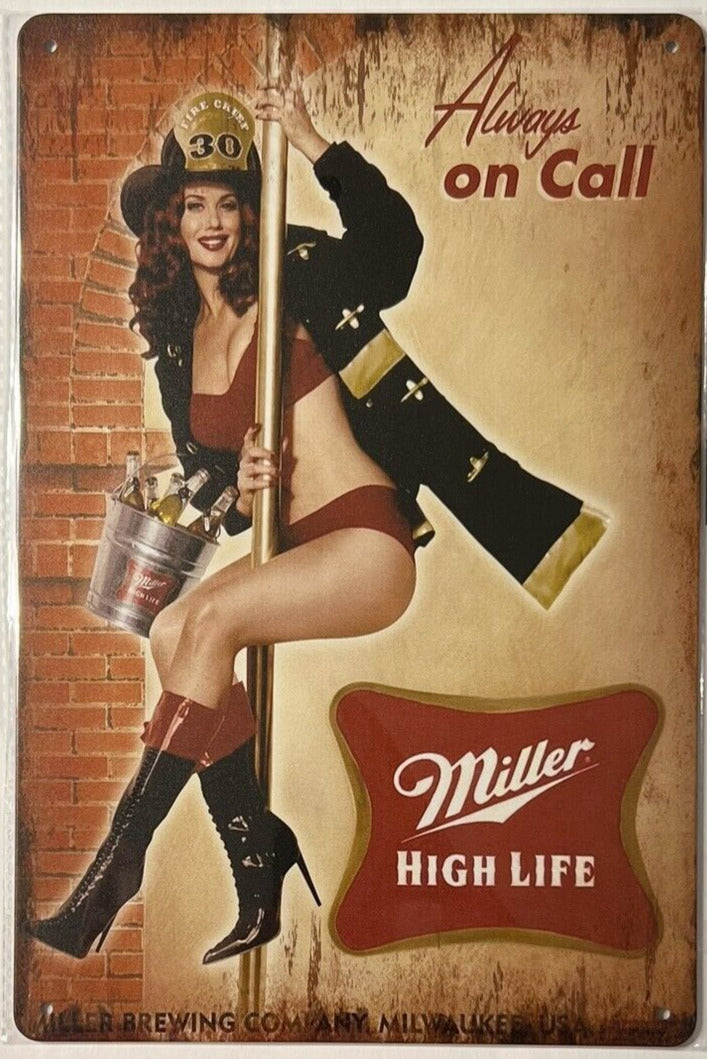 Miller High Life Beer Always On Call Novelty Metal Sign 12" x 8" Wall Art Home & Garden:Home Décor:Plaques & Signs Cozy Home Treasures   