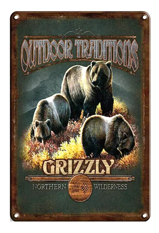 Outdoor Traditions "Grizzly" Novelty Metal Sign 8" x 12" NEW! Home & Garden:Home Décor:Plaques & Signs Cozy Home Treasures   