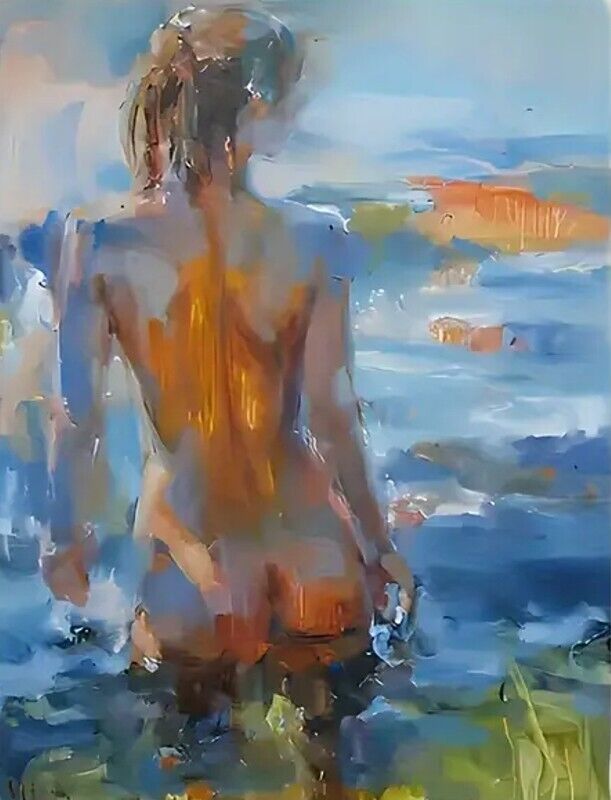 Modern Art Nude Woman By The Lake Print 15.7" x 23.6" Stunning! Home & Garden:Home Décor:Posters & Prints Cozy Home Treasures   