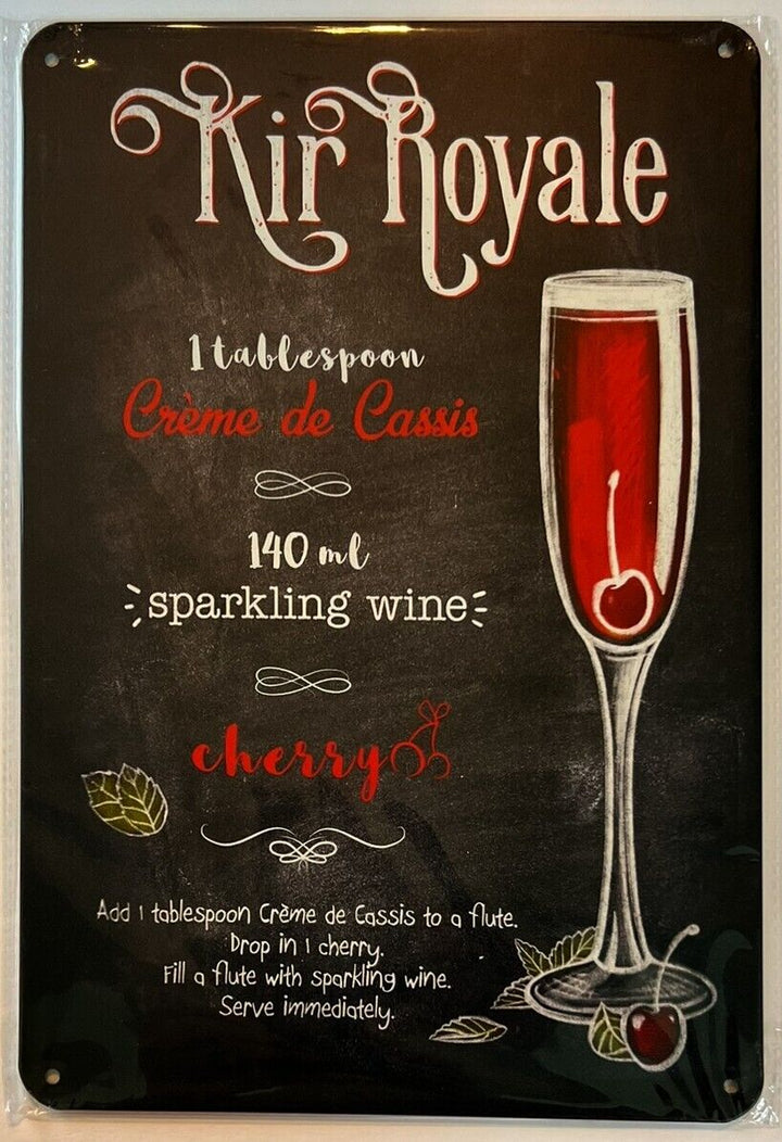 Kir Royale Cocktail and Drink Mix Recipe Collection 12" x 8" Wall Art Home & Garden:Home Décor:Plaques & Signs Cozy Home Treasures   