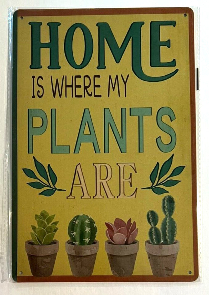 Home Is Where My Plants Are 8" x 12" Vintage Novelty Metal Sign Home & Garden:Home Décor:Plaques & Signs Cozy Home Treasures   