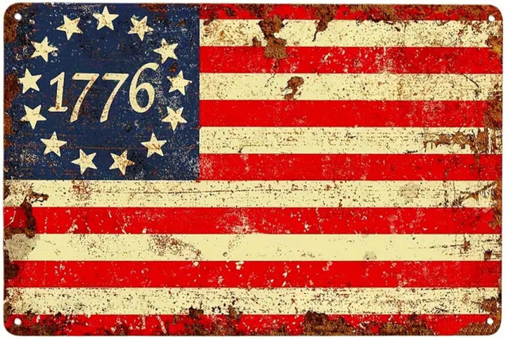 1776 Vintage American Flag Metal Sign 12" x 8" Wall Art Home & Garden:Home Décor:Plaques & Signs Cozy Home Treasures   