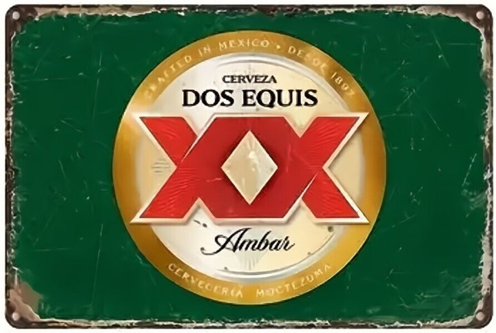 Dos Equis Cerveza Amber Lager Beer Novelty Metal Sign 12" x 8" Wall Art Home & Garden:Home Décor:Plaques & Signs Cozy Home Treasures   