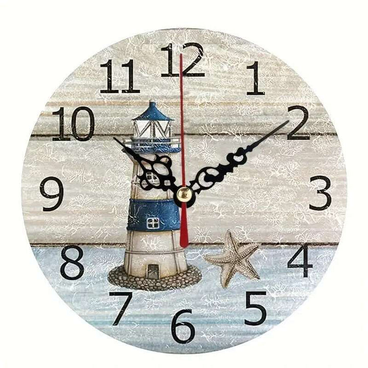 4.8 Inch Round Lighthouse & Starfish Silent Easy to Read Desk Clock NEW! Home & Garden:Home Décor:Clocks:Wall Clocks Cozy Home Treasures   