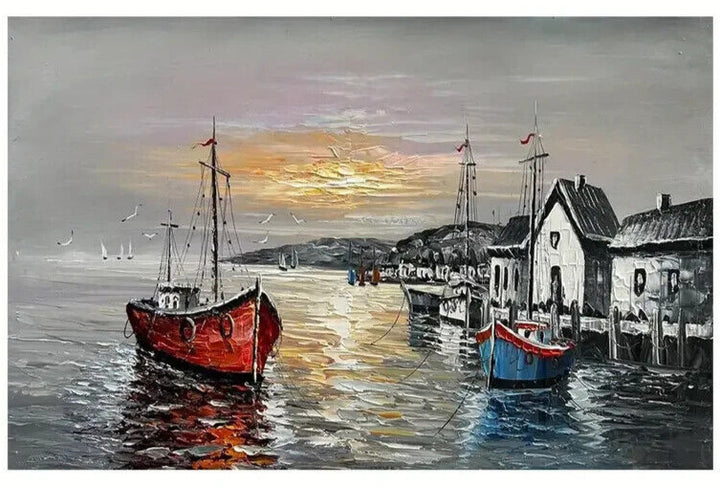 Beautiful Seascape Boats at Sunset Artistic Canvas Print 12" x 16" NEW! Home & Garden:Home Décor:Posters & Prints Cozy Home Treasures   