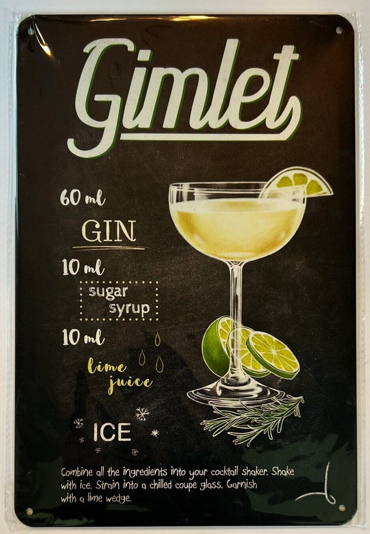 Gimlet Cocktail and Drink Mix Recipe Collection 12" x 8" Wall Art Home & Garden:Home Décor:Plaques & Signs Cozy Home Treasures   