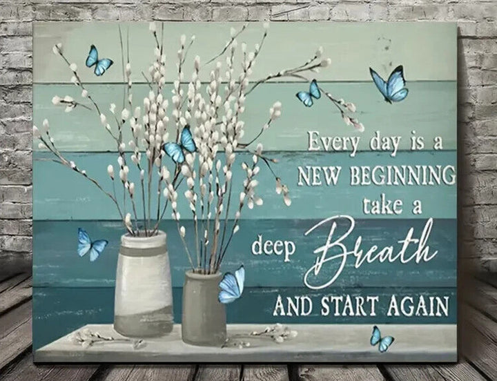 Every Day Is A New Beginning 11.8" x 15.7" Framed Canvas Wall Art NEW! Home & Garden:Home Décor:Posters & Prints Creative Canvas Shop   