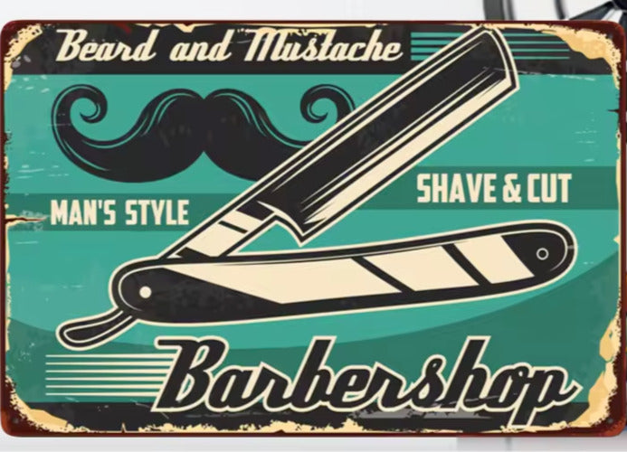 Barber Shop Beard And Mustache Vintage Novelty Metal Sign 12" x 8" Wall Art Home & Garden:Home Décor:Plaques & Signs Cozy Home Treasures   