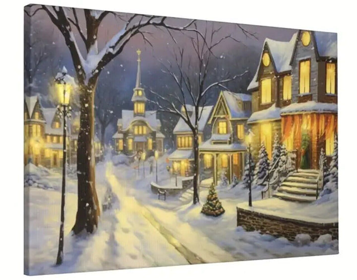 Lighted Church Scenic Winter Canvas Print Framed 16" x 24" Wall Art Home & Garden:Home Décor:Posters & Prints Unbranded   