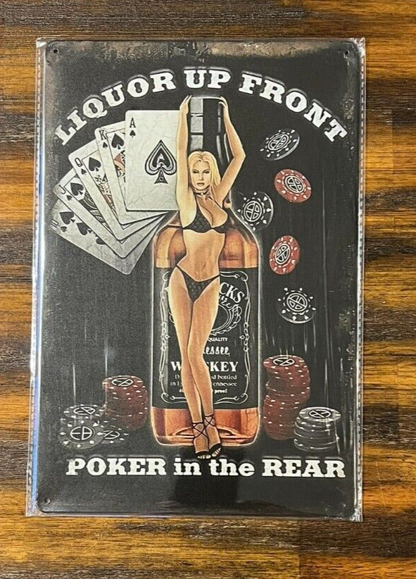 Liquor UP Front Poker In The Back Novelty Metal Tin Sign 8" x 12" NEW! Home & Garden:Home Décor:Plaques & Signs Cozy Home Treasures   