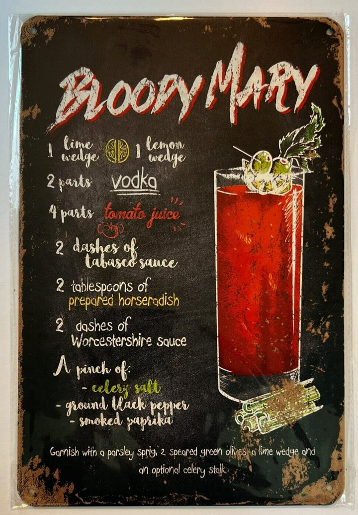 Bloody Mary Cocktail and Drink Mix Recipe Collection 12" x 8" Wall Art Home & Garden:Home Décor:Plaques & Signs Cozy Home Treasures   