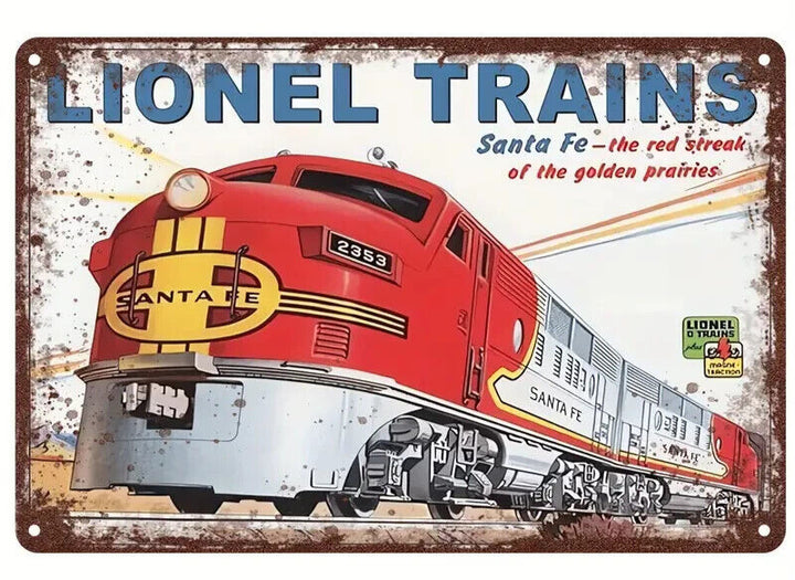 Lionel Trains Santa Fe Vintage Novelty Metal Sign Home & Garden:Home Décor:Plaques & Signs Cozy Home Treasures   