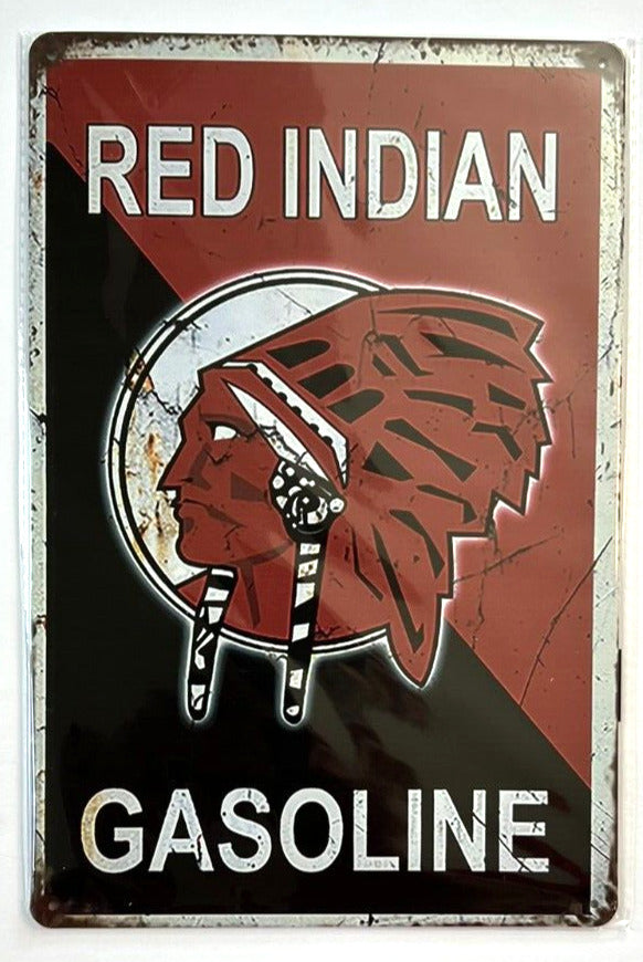 Red Indian Gasoline Vintage Novelty 12" x 8" Metal Sign Wall Art New! Home & Garden:Home Décor:Plaques & Signs Cozy Home Treasures   