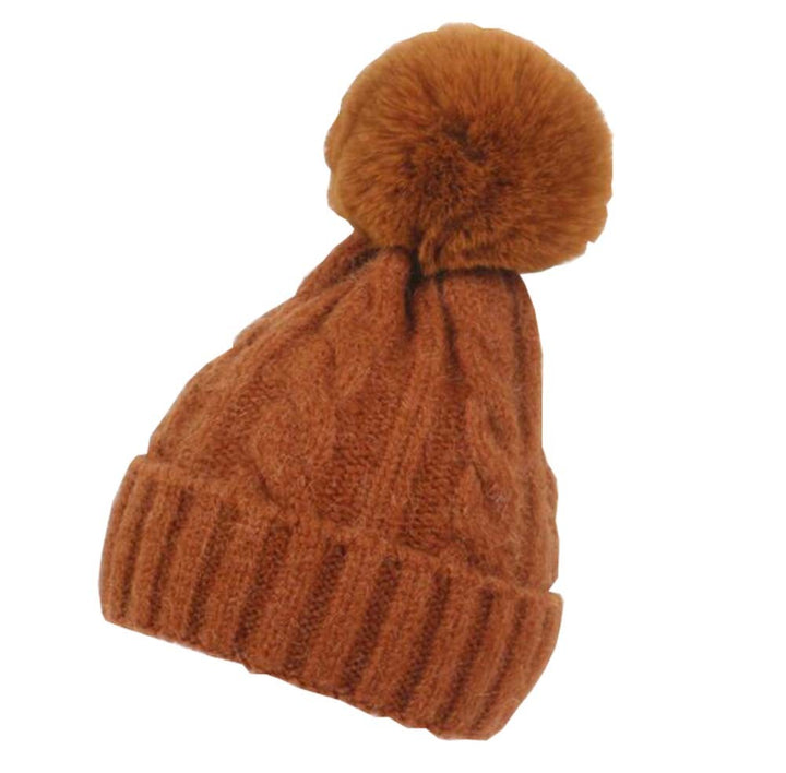 Kids Winter Ear Protect Knitting Hat Toddler Pom Pom Hat; Caramel  Doba Default  