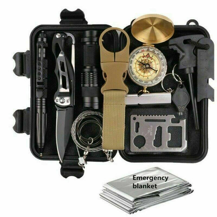 14 in 1 Outdoor Emergency Survival Gear Kit Camping Tactical Tools SOS EDC Case  Doba Default Title  