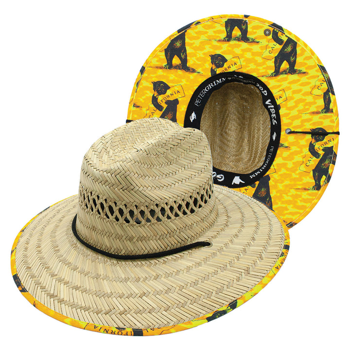 Oso Straw California Bear Wide Brim Sun Lifeguard Hat  Doba Default  