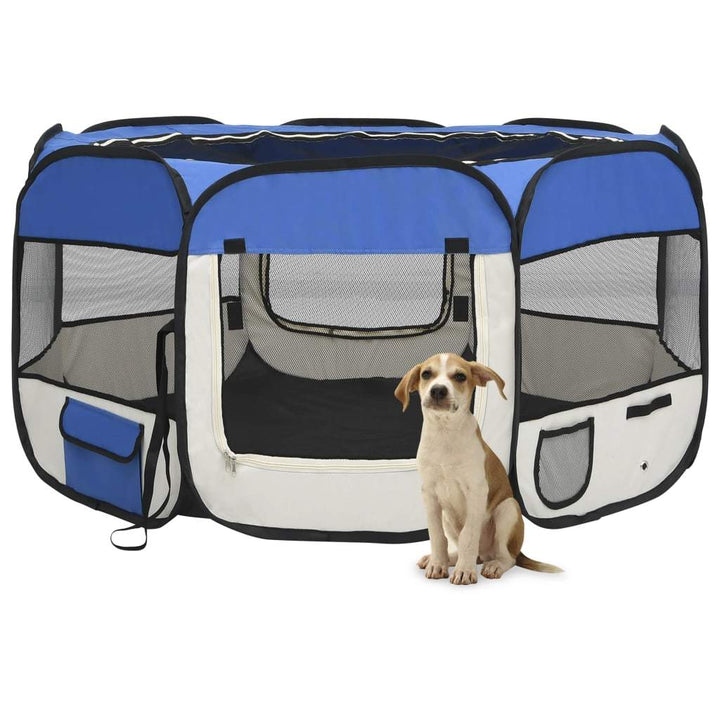 Foldable Dog Playpen with Carrying Bag Blue 49.2"x49.2"x24"  Doba Blue  