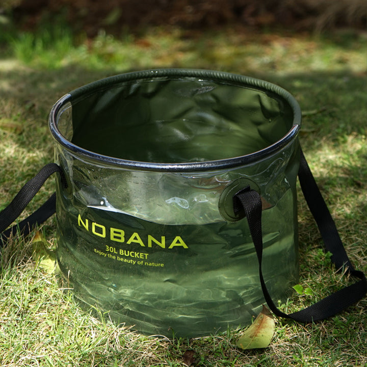 30L Outdoor folding bucket camping self-driving portable barbecue dishwashing bucket telescopic fishing bucket  Doba Outdoor folding bucket-green  