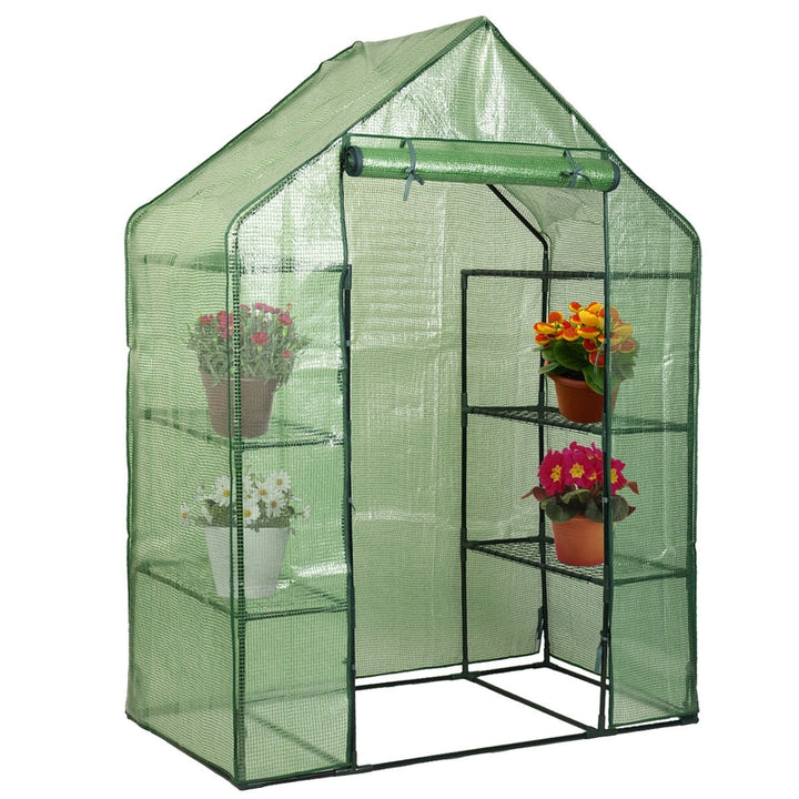 Mini Portable 4 Tier 8 Shelves Walk-in Plant Greenhouse  Doba green  