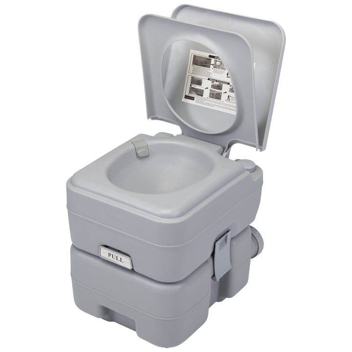 Portable Push-rod Toilet, 20L/5.3 Gallons Detachable Tank for Camping, Boating, Hiking and Traveling, Cold Gray  Doba   