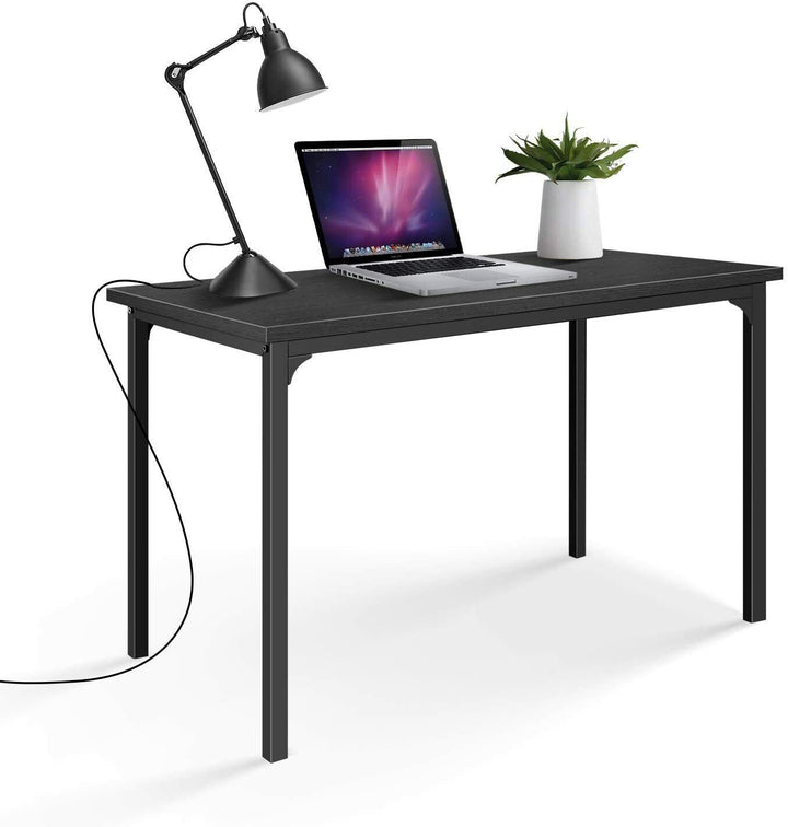 Simple Deluxe Modern Design, Simple Style Table Home Office Computer Desk for Working, Studying, Writing or Gaming, Black  Doba as pic  