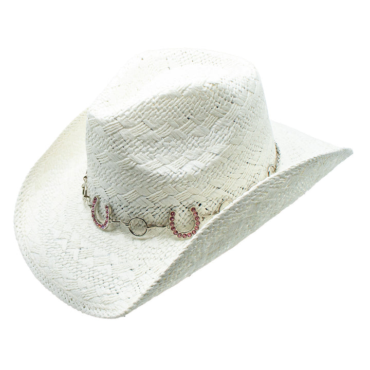 Gabiota Toyo Straw Rhinestone Horseshoe Drifter Cowboy Hat  Doba Default  