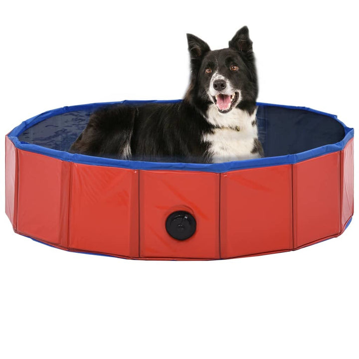 Foldable Dog Swimming Pool Red 31.5"x7.9" PVC  Doba Red  