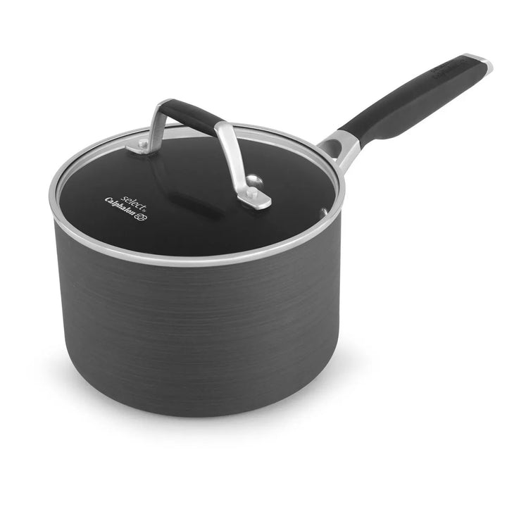 Nonstick with AquaShield 2.5qt Sauce Pan with Lid  Doba black.  