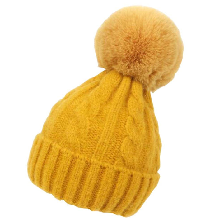 Kids Winter Ear Protect Knitting Hat Toddler Pom Pom Hat; Yellow  Doba Default  