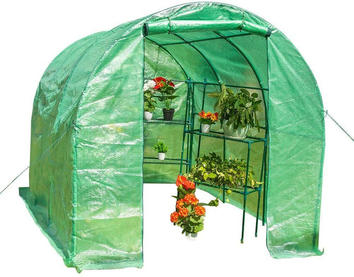 Large Gardening Walk in Green House;  with Waterproof PE Cover and Zipper Door;  Plant Green House  Doba 116.5" x 77.2" x 74.8"  