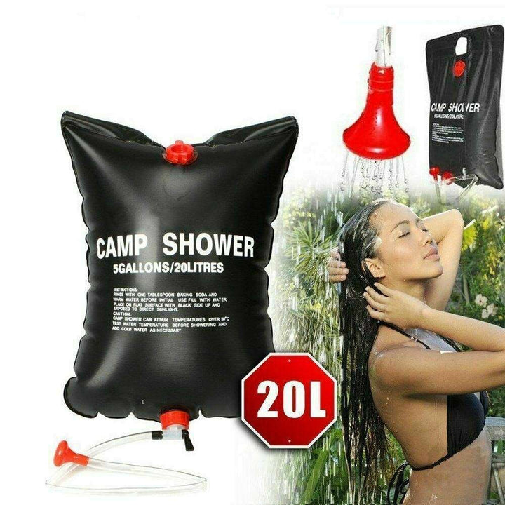 20L Camping Shower Portable Compact Solar Sun Heating Bath Bag Outdoor Travel  Doba   