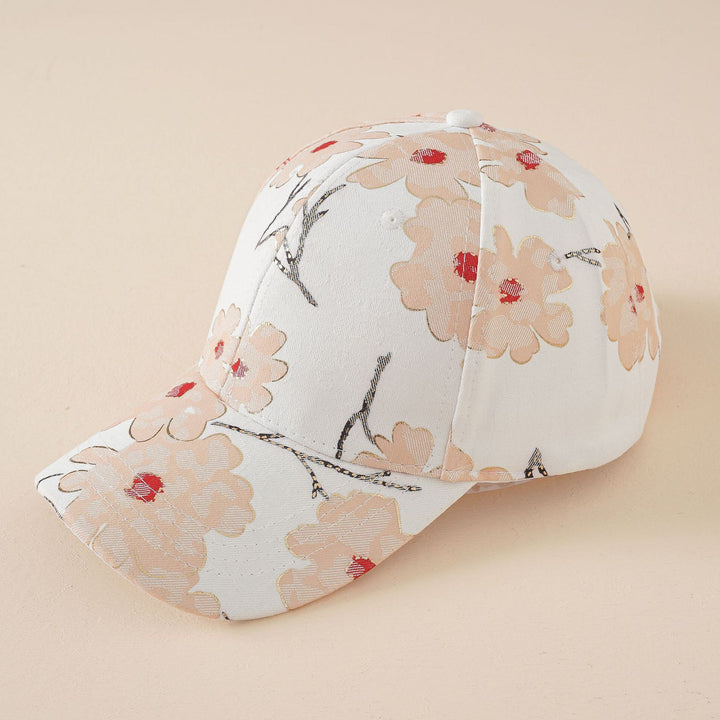 Hat women's new fashion summer and Korean version mixed color flower baseball cap fashion ladies travel sunshade peaked cap tide  Doba White  