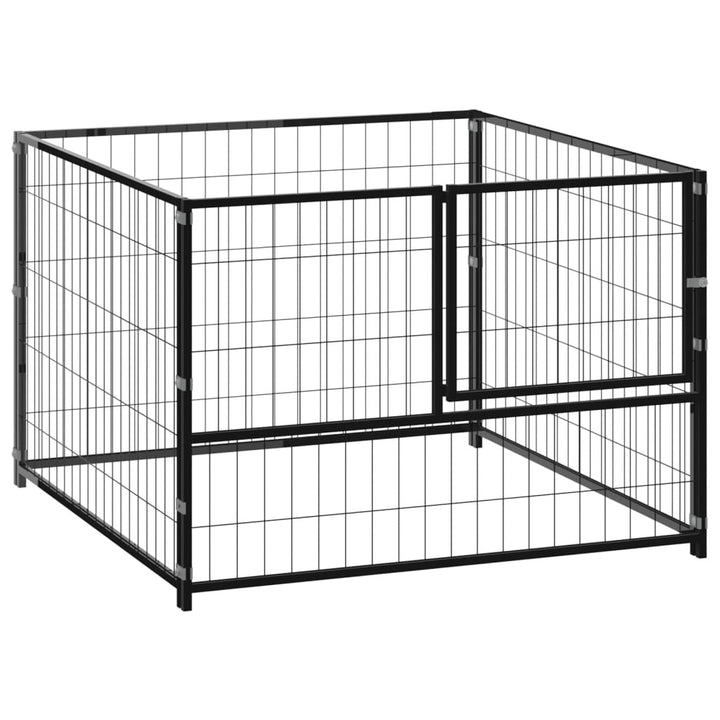 Dog Kennel Black 39.4"x39.4"x27.6" Steel  Doba Black  