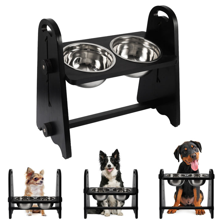 Elevated Dog Bowls for Medium Large Sized Dogs, Adjustable Heights Raised Dog Feeder Bowl with Stand for Food & Water  Doba as Pic  