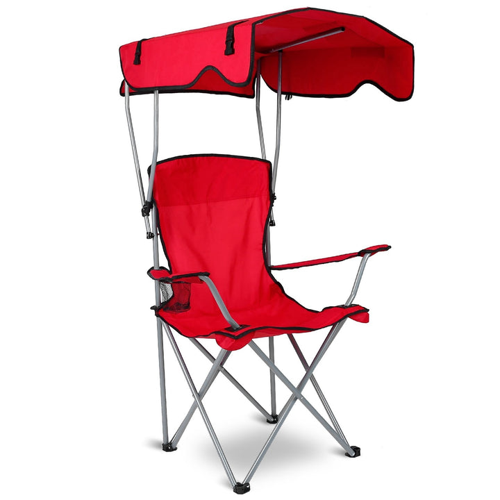 Foldable Beach Canopy Chair Sun Protection Camping Lawn Canopy Chair 330LBS Load Folding Seat  Doba Red  