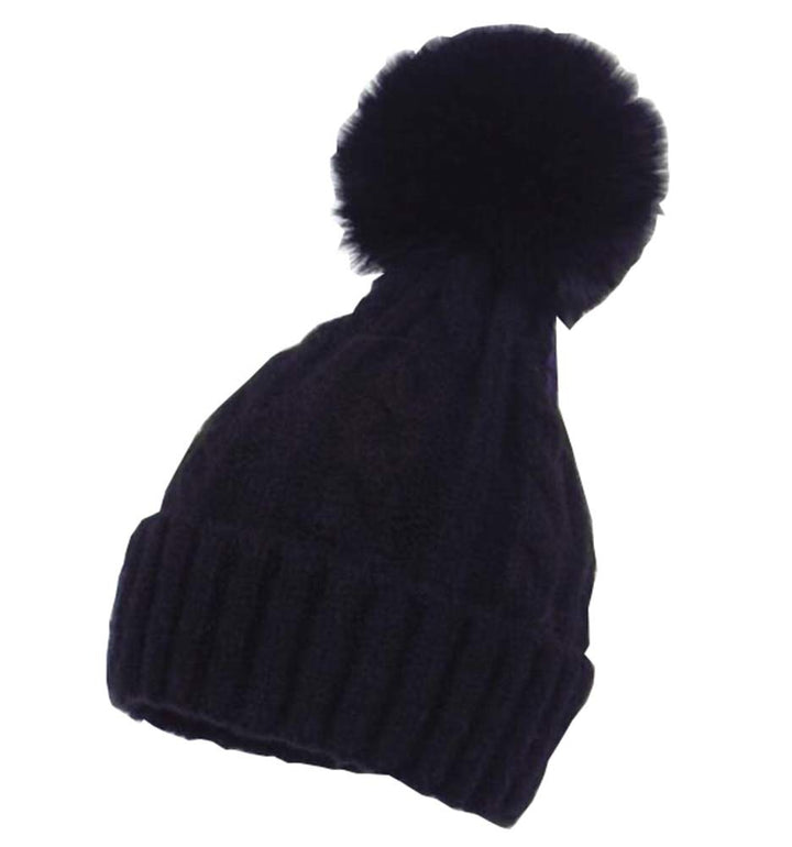 Kids Winter Ear Protect Knitting Hat Toddler Pom Pom Hat; Black  Doba Default  